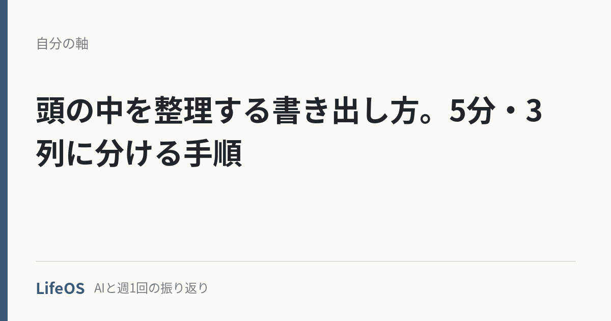 頭の中を整理する書き出し方。5分・3列に分ける手順