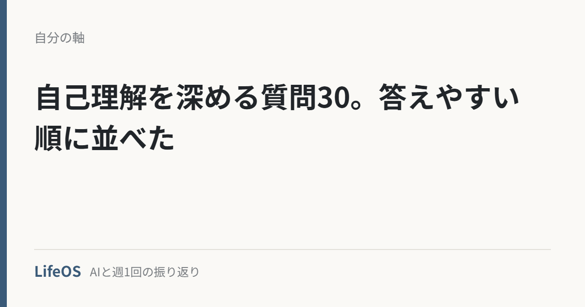 自己理解を深める質問30。答えやすい順に並べた