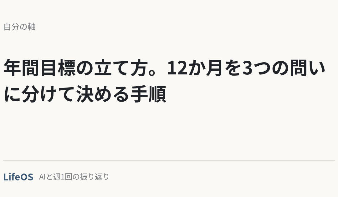年間目標の立て方。12か月を3つの問いに分けて決める手順