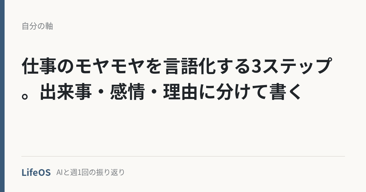 仕事のモヤモヤを言語化する3ステップ。出来事・感情・理由に分けて書く